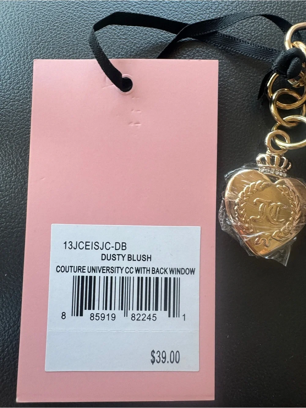 Juicy Couture Light Pink Plush Wallet with Gold Heart Charm